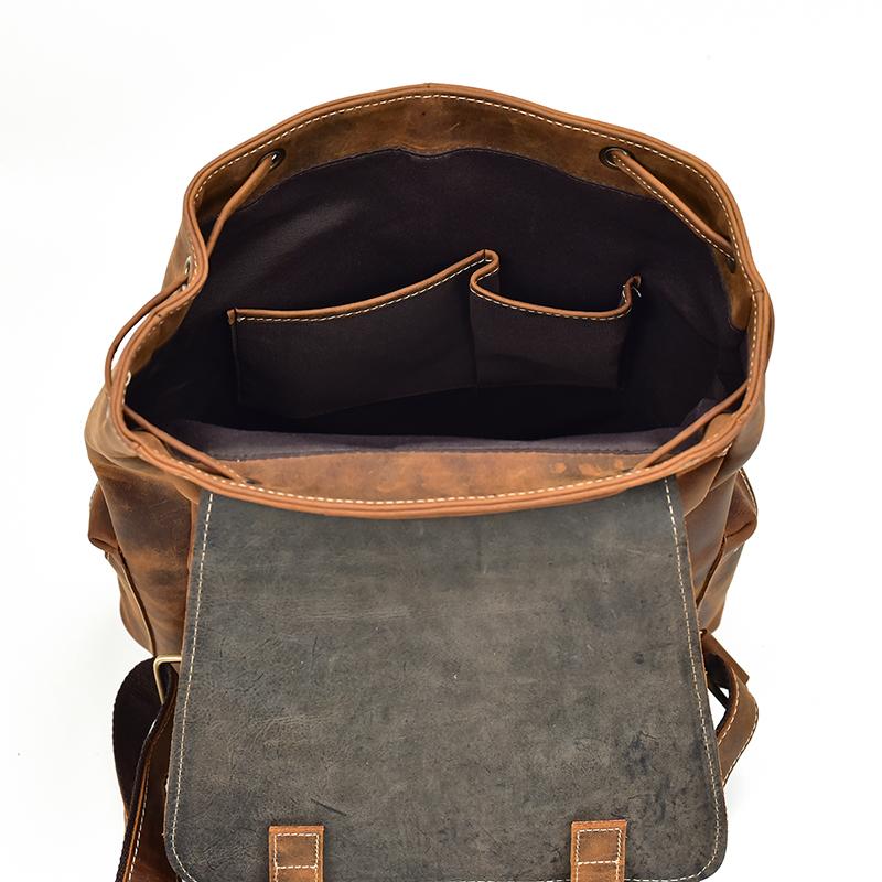 Berblack handmade Leather Brown Backpack