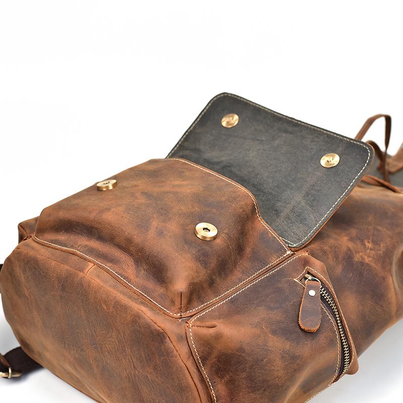 Berblack handmade Leather Brown Backpack