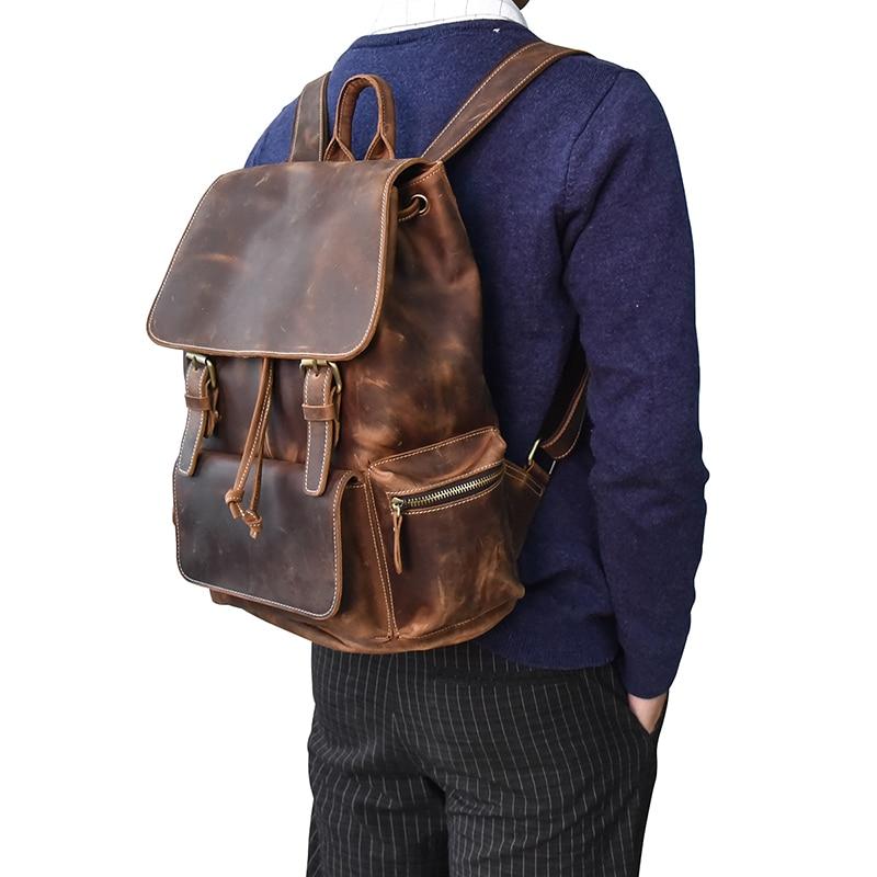 Berblack handmade Leather Brown Backpack