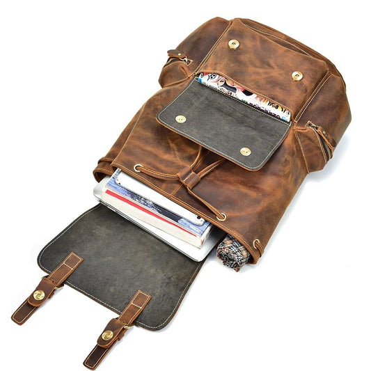 Berblack handmade Leather Brown Backpack